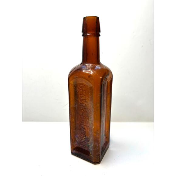 Antique Paine's Celery Compound Tonic Glass Bottle Amber Brown Empty 1800s 10 in - Picture 1 of 6